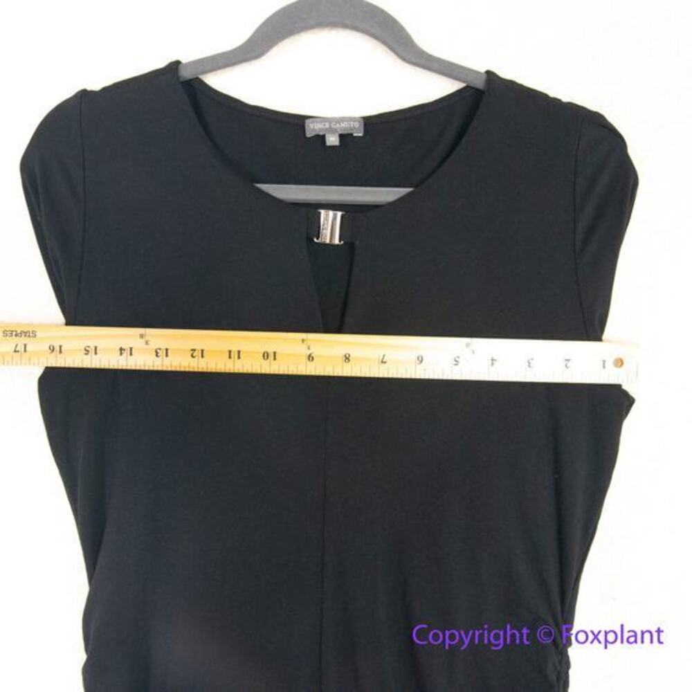 Vince Camuto black three quarter sleeves top ruched sides, size M - Picture 8 of 13